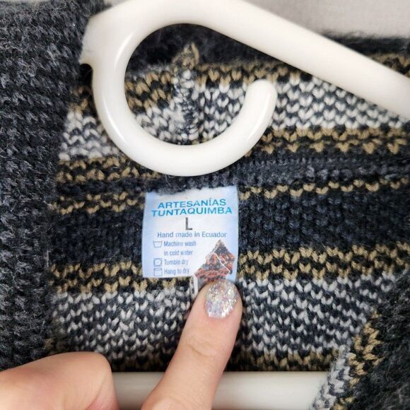 Genuine Artesanias Tuntaquimba Large Wool Aztec Hand Made Hooded Jacket - Picture 5 of 7